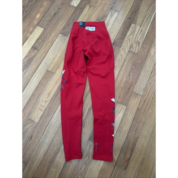 Adidas Thebe Magugu Women's Red Bird of Paradise Leggings Size XS - Picture 6 of 8
